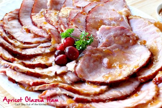 Apricot Glazed Ham | Can't Stay Out of the Kitchen | one of the easiest, most succulent & delicious ways to prepare #ham for #holiday menus. This one gives instructions on how to carve a #spiral-cutham. #glutenfree