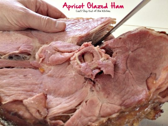 Apricot Glazed Ham | Can't Stay Out of the Kitchen | one of the easiest, most succulent & delicious ways to prepare #ham for #holiday menus. This one gives instructions on how to carve a #spiral-cutham. #glutenfree