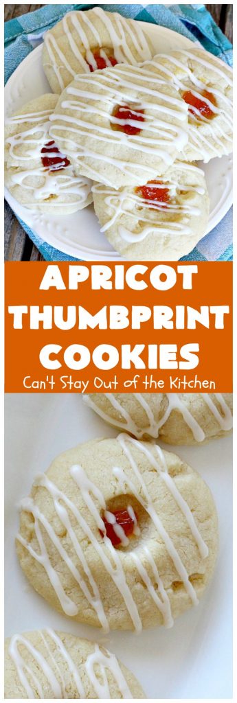 Apricot Thumbprint Cookies | Can't Stay Out of the Kitchen | these delicious #cookies are family favorites. Perfect for any #holiday, potluck, baby shower or other party. #apricot #dessert