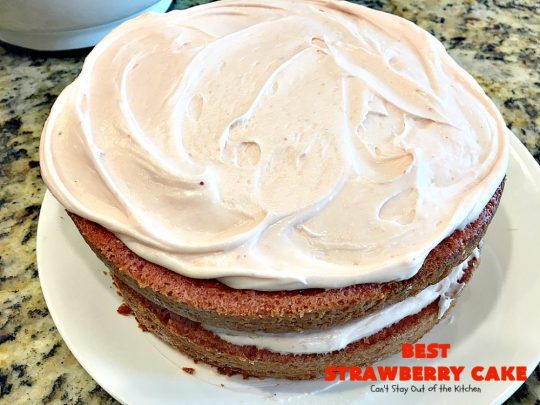 BEST Strawberry Cake | Can't Stay Out of the Kitchen | this is the best, richest, most decadent #strawberry #cake ever! Perfect for #holidays & special occasions like #MothersDay, #FathersDay or #ValentinesDay. #dessert
