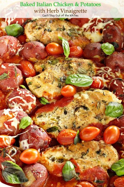 Baked Italian Chicken and Potatoes with Herb Vinaigrette | Can't Stay Out of the Kitchen