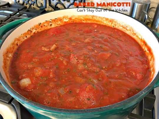 Baked Manicotti | Can't Stay Out of the Kitchen | BEST #manicotti recipe ever! This one uses #mozzarella #cheese instead of ricotta. It makes a terrific #holiday or company #pasta entree. #beef