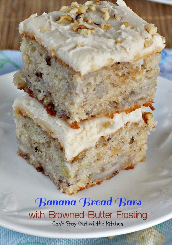 Banana Bread Bars With Browned Butter Frosting - Can't Stay Out Of The ...