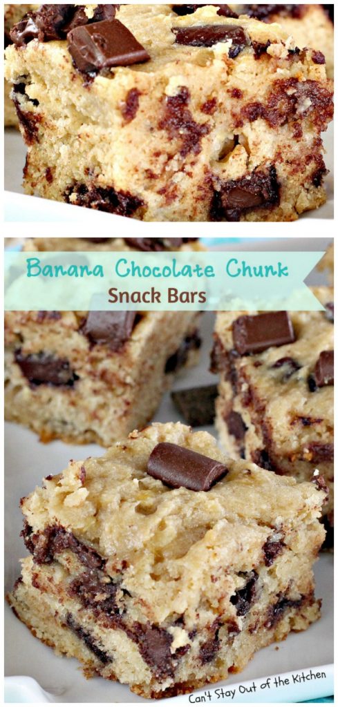 Banana Chocolate Chunk Snack Bars | Can't Stay Out of the Kitchen