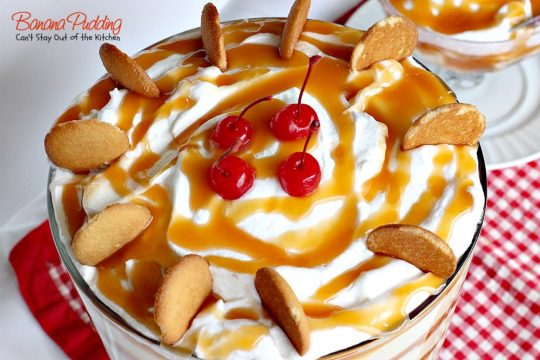 Banana Pudding | Can't Stay Out of the Kitchen | BEST #BananaPudding ever! This one has #caramelsauce squirted over each amazing layer making it rich, decadent and utterly divine! Great #dessert for summer #holidays. #bananas
