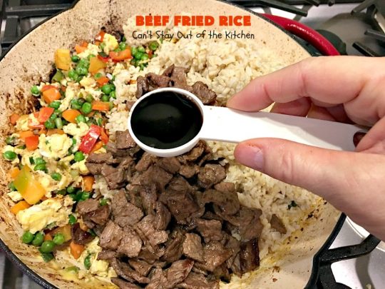 Beef Fried Rice | Can ' t Stay Out of the Kitchen / easy 30 minute meal! fabulous #FriedRice with #beef lots of #veggies. Täydellinen # freezermeals.