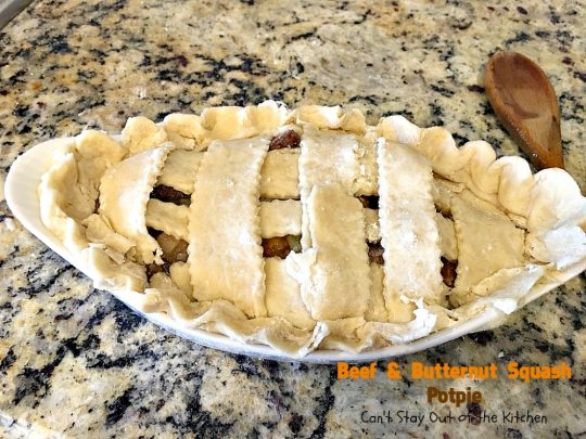 Beef and Butternut Squash Potpie | Can't Stay Out of the Kitchen | these #potpies are amazing. #Steak, apples & #butternutsquash are added to lots of veggies and seasoned with just a hint of cinnamon, nutmegs & cloves. Our company loved these #beef potpies. 