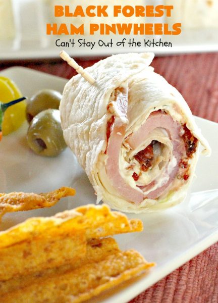 Black Forest Ham Pinwheels | Can't Stay Out of the Kitchen | These #pinwheels are spectacular & perfect for #tailgating & #SuperBowl parties. They're filled with #ham & #Swisscheese & just delightful to the taste buds! #appetizer