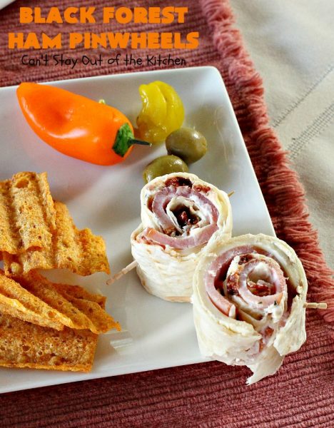 Black Forest Ham Pinwheels | Can't Stay Out of the Kitchen | These #pinwheels are spectacular & perfect for #tailgating & #SuperBowl parties. They're filled with #ham & #Swisscheese & just delightful to the taste buds! #appetizer