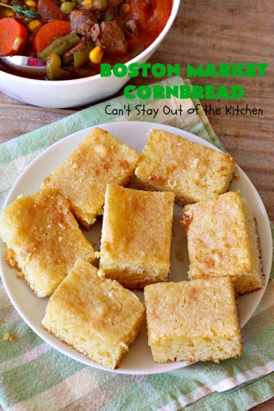 Boston Market Cornbread | Can't Stay Out of the Kitchen | This is the BEST #copycat #recipe for #BostonMarketCornbread ever! It only uses 5 ingredients & is so easy to make. This spectacular #cornbread is great for company & #holidays like #MothersDay or #FathersDay. We enjoy it with any kind of entree. #BostonMarket #SweetCornbread #MothersDaySideDish #FathersDaySideDish #FavoriteCornbreadRecipe #BestCornbreadRecipe #JiffyCornMuffinMix