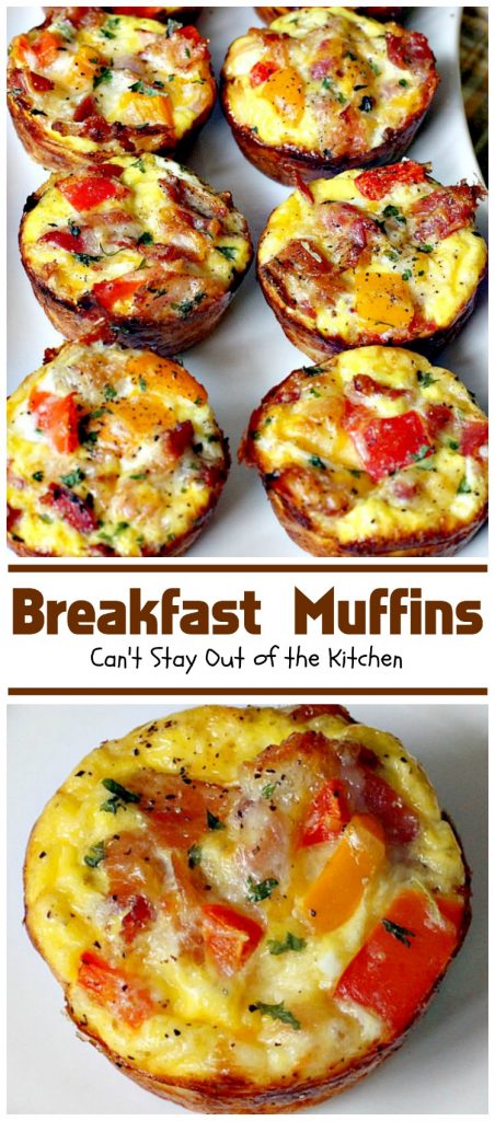 Breakfast Muffins | Can't Stay Out of the Kitchen | these #muffins are so cute and irresistible. They have a #hashbrown crust filled with #bacon #eggs and #cheese. Every mouthful is so scrumptious you won't want to stop at just one! #glutenfree #breakfast 