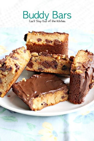 Buddy Bars | Can't Stay Out of the Kitchen | these amazing #brownies combine #chocolate and #peanutbutter making the best "buddy" combination ever! #dessert #cookie