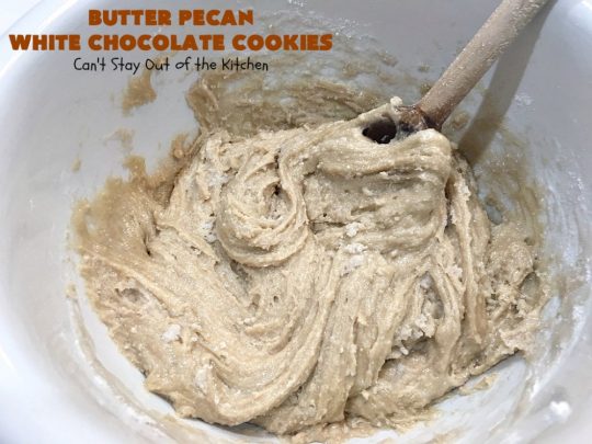 Butter Pecan White Chocolate Cookies | Can't Stay Out of the Kitchen | these delicious #cookies are irresistible. They start with a #ButterPecan #CakeMix & only use 5 ingredients. They will cure any sweet tooth craving you have! Terrific for #tailgating, potlucks & grilling out with friends. #dessert #chocolate #Southern #WhiteChocolateChips #ButterPecanWhiteChocolateCookies #ButterPecanDessert #ChocolateDessert #WhiteChocolateDessert #holiday #baking