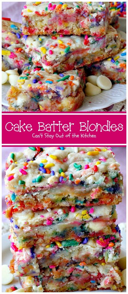 Cake Batter Blondies | Can't Stay Out of the Kitchen