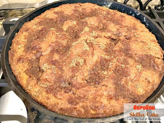 Carolina Skillet Cake | Can't Stay Out of the Kitchen | this fabulous #coffeecake is baked in a cast-iron skillet & is a terrific idea for a #holiday #breakfast. We love this #cake.