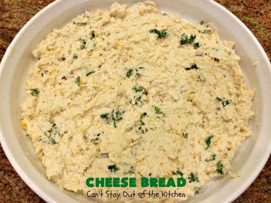 Cheese Bread | Can't Stay Out of the Kitchen | this simple 7-ingredient #recipe is terrific for lunch or dinner. It's so easy since it starts with #Bisquick. #cheese #CheddarCheese #EasyBreadRecipe #Easter #MothersDay #EasterSideDish #MothersDaySideDish #CheeseBread #bread