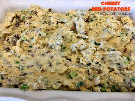Cheesy Red Potatoes | Can't Stay Out of the Kitchen | these fabulous cheesy #potatoes make the perfect side dish for beef, chicken, pork or fish! They are absolutely scrumptious! #cheese #casserole #glutenfree