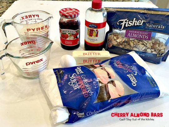 Cherry Almond Bars | Can't Stay Out of the Kitchen | these luscious bars will have you drooling! This makes a festive and beautiful #cookie for #holiday baking, too. #dessert #cherrypreserves #almonds