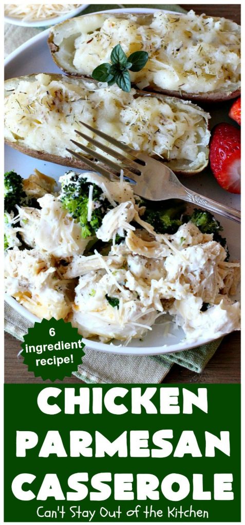 Chicken Parmesan Casserole | Can't Stay Out of the Kitchen | this delectable 6 ingredient #recipe is so creamy since it's made with #CreamCheese & #ParmesanCheese. It's the perfect #casserole for #MothersDay or #FathersDay. #chicken #broccoli #ChickenParmesanCasserole #GlutenFree
