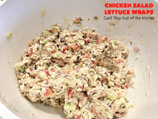 Chicken Salad Lettuce Wraps | Can't Stay Out of the Kitchen | this is my favorite way to eat #chickensalad. Much lower calorie & the flavors are amazing. Terrific for #lunch. #chicken #wraps #glutenfree