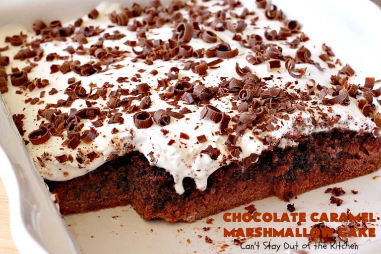 Chocolate Caramel Marshmallow Cake Can't Stay Out of the Kitchen