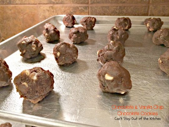 Chocolate and Vanilla Chip Chocolate Cookies | Can't Stay Out of the Kitchen | these amazing #chocolate #cookies are filled with both chocolate & #vanilla chips. Perfect 4 any occasion. #dessert