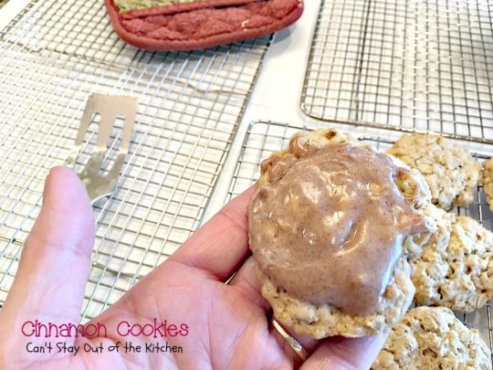 Cinnamon Cookies | Can't Stay Out of the Kitchen | these sensational #oatmeal #cookies have a delicious #cinnamon frosting to die for. We love this recipe. #dessert