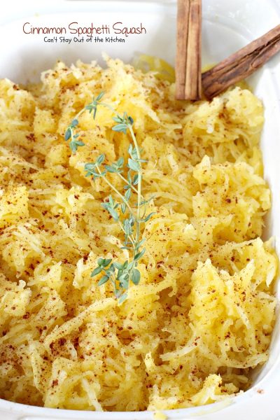 Cinnamon Spaghetti Squash | Can't Stay Out of the Kitchen | so quick and easy, yet a wonderful tasty way to use #spaghettisquash. #vegan #glutenfree