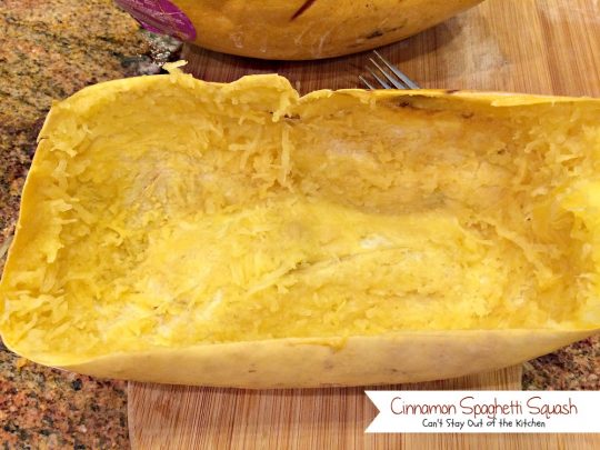 Cinnamon Spaghetti Squash | Can't Stay Out of the Kitchen | so quick and easy, yet a wonderful tasty way to use #spaghettisquash. #vegan #glutenfree