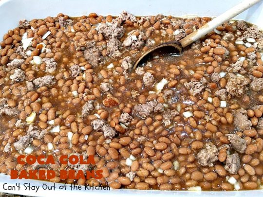 Coca Cola Baked Beans | Can't Stay Out of the Kitchen | this terrific #bakedbeans #recipe is perfect for potlucks, family reunions, backyard #BBQs & other company dinners. I used #turkey #sausage & #VirgilsRealCola which is a much healthier option than regular #cocacola. #turkeysausage