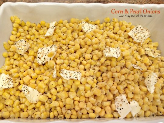 Corn & Pearl Onions | Can't Stay Out of the Kitchen | this tasty #sidedish is so quick and easy you'll find it on the menu often! #corn #pearlonions #glutenfree