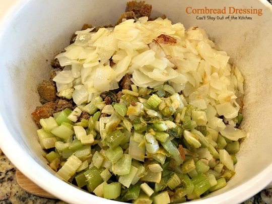 Cornbread Dressing | Can't Stay Out of the Kitchen | My Mom's fantastic #cornbread #stuffing recipe. Great for the #holidays. #glutenfree