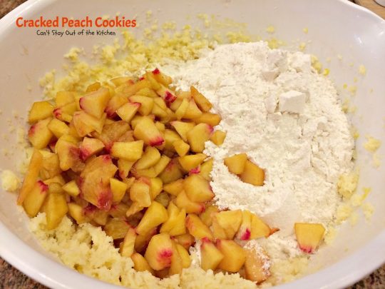 Cracked Peach Cookies | Can't Stay Out of the Kitchen | these amazing #cookies are so incredibly good you'll find yourself making them over and over! #dessert #peaches