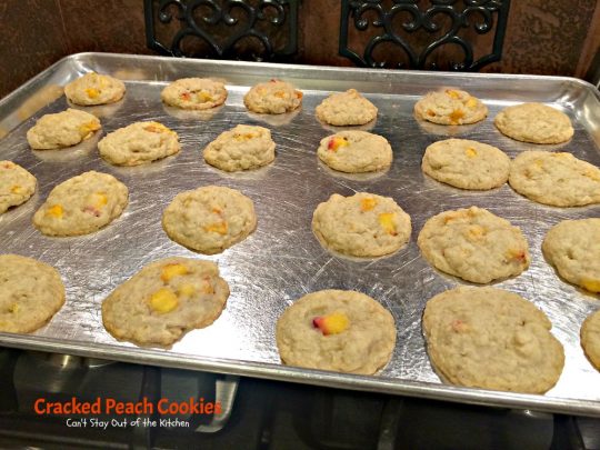Cracked Peach Cookies | Can't Stay Out of the Kitchen | these amazing #cookies are so incredibly good you'll find yourself making them over and over! #dessert #peaches