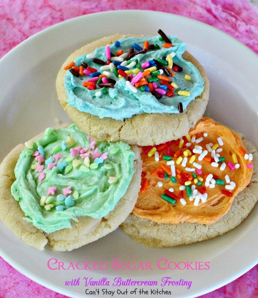 Cracked Sugar Cookies with Vanilla Buttercream Frosting | Can't Stay Out of the Kitchen | one of the most sensational #sugarcookies you will ever eat! #cookie #dessert