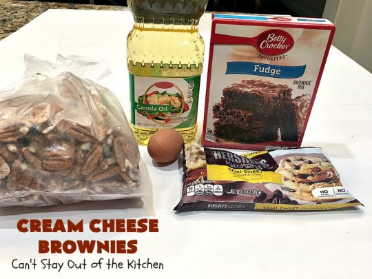Cream Cheese Brownies | Can't Stay Out of the Kitchen | This is our favorite #brownie #recipe ever! The #CreamCheese layer includes #coconut & the brownie layer includes #ChocolateChips & #pecans. Swirled together these are absolutely decadent! Terrific for #tailgating parties or summer #holiday fun like #FourthOfJuly or #LaborDay. #dessert #HolidayDessert #ChocolateDessert #CreamCheeseDessert #cookie #CreamCheeseBrownies