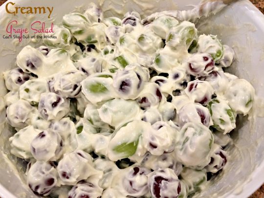 Creamy Grape Salad | Can't Stay Out of the Kitchen | this fabulous #fruit #salad is great for #holidays, picnics or company. Quick and easy. #glutenfree #grapes