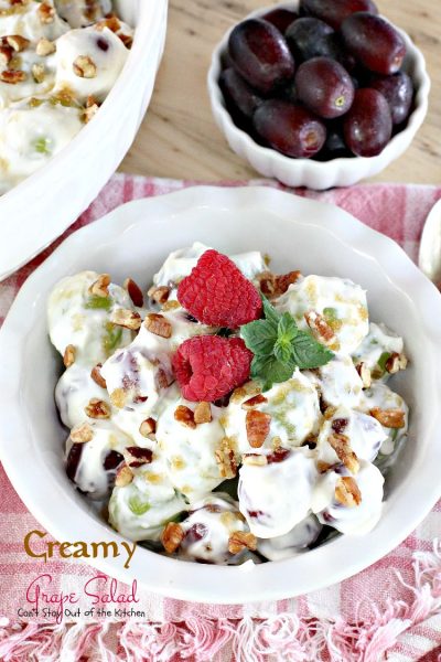 Creamy Grape Salad | Can't Stay Out of the Kitchen | this fabulous #fruit #salad is great for #holidays, picnics or company. Quick and easy. #glutenfree #grapes
