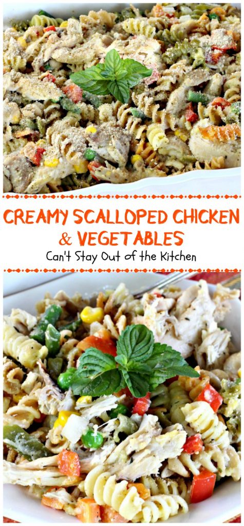 Creamy Scalloped Chicken and Vegetables Collage