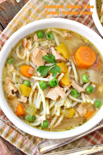 Crockpot Gluten Free Turkey Noodle Soup | Can't Stay Out of the Kitchen | this #soup turned out fantastic. Used leftover #turkey & broth & made it in the #crockpot. #glutenfree