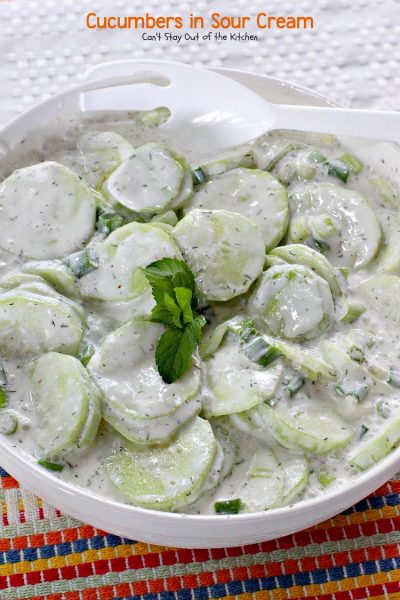 Cucumbers in Sour Cream | Can't Stay Out of the Kitchen | quick and easy #salad that's great for any summer fare or holiday barbecues. #glutenfree #cucumbers
