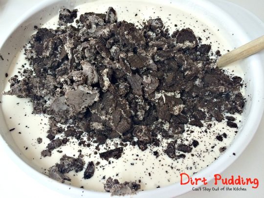 Dirt Pudding | Can't Stay Out of the Kitchen | this spectacular #icecream #dessert is made with only 3 ingredients. It's so easy and great to make for the #holidays. #Oreos 