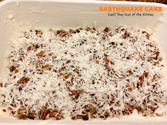 Earthquake Cake | Can't Stay Out of the Kitchen | this spectacular #cake has both #chocolate & #cheesecake layers that "explode" like a volcano while baking. Most amazing #dessert ever! Perfect for #ValentinesDay & other special occasions.