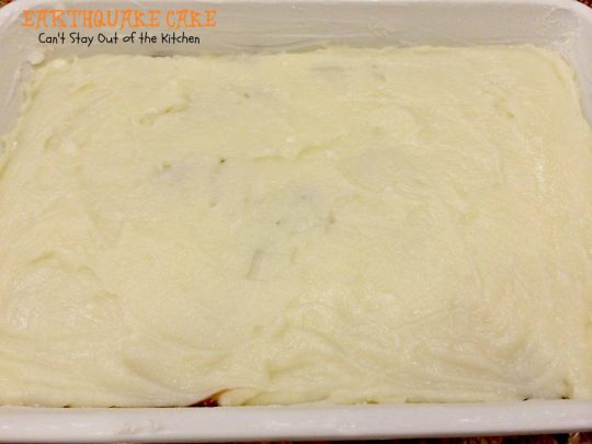 Earthquake Cake| Can't Stay Out of the Kitchen | this #cake is outrageous. Amazing flavors and texture and starts with a #chocolatecakemix. #coconut #pecans #dessert #cheesecake