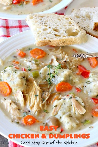 Easy Chicken and Dumplings | Can't Stay Out of the Kitchen | this #chicken #soup is absolutely fantastic. We drooled over every bite. So warm, comforting and perfect for winter. I made #glutenfree #dumplings but you can make regular flour dumplings if you prefer.
