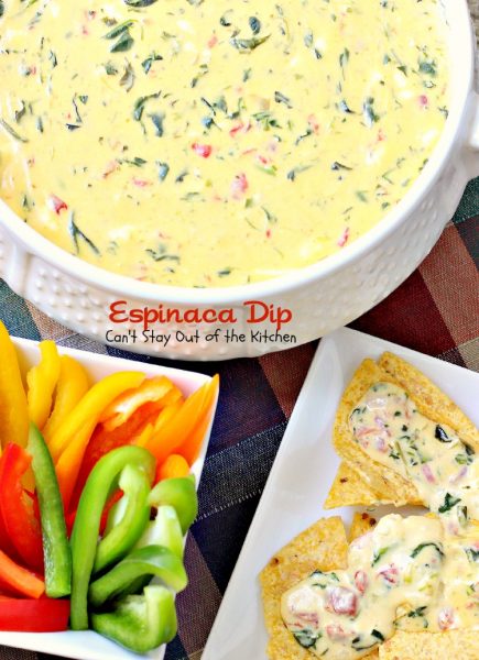 Espinaca Dip | Can't Stay Out of the Kitchen | wonderful Jose Pepper's Grill and Cantina #copycat recipe. This amazing #appetizer is great for #tailgating parties or #holiday entertaining. #Tex-Mex #cheese #spinach