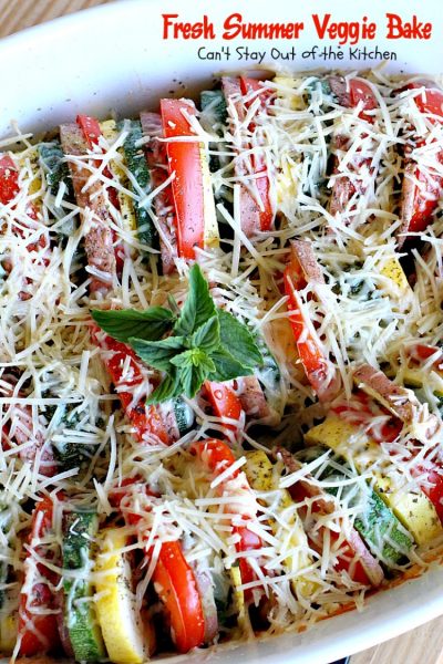 Fresh Summer Veggie Bake | Can't Stay Out of the Kitchen | this delicious #vegetable Tian is incredibly tasty & easy to make. It's also healthy, low calorie & #glutenfree. #zucchini #tomatoes #parmesancheese