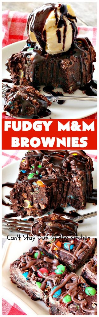 Fudgy M&M Brownies | Can't Stay Out of the Kitchen