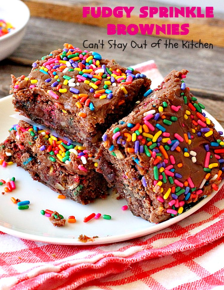 Fudgy Sprinkle Brownies – Can't Stay Out of the Kitchen Do You Put Sprinkles On Brownies Before Baking
