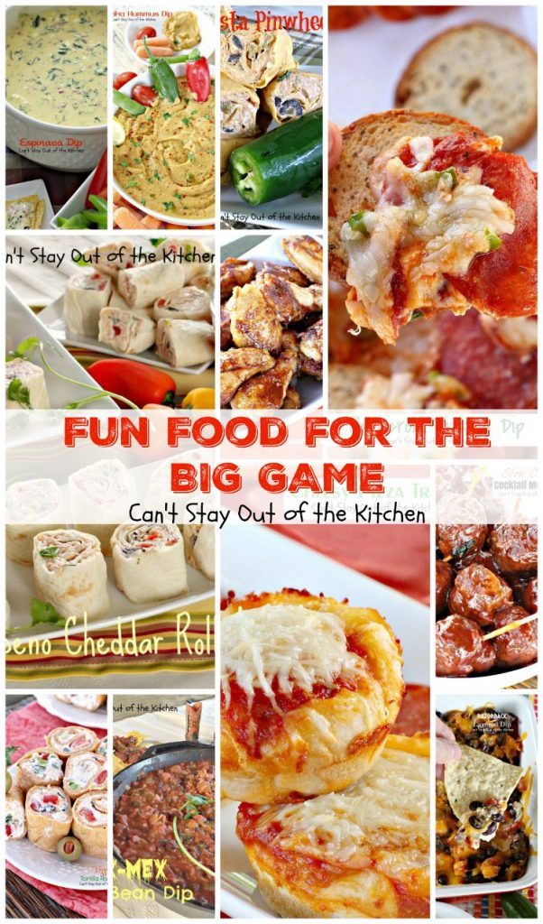 Fun Food for the Big Game | Can't Stay Out of the Kitchen | 65 #appetizers, finger foods, #hummus recipes & tortilla roll ups & pinwheels to make for the #SuperBowl!